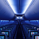 A photo of the interior of a United Airlines plane.